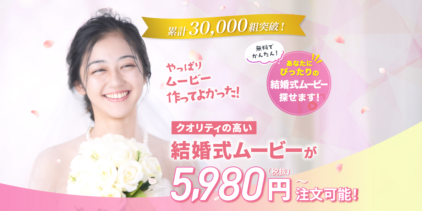 結婚式ムービーが5,980円〜注文可能!